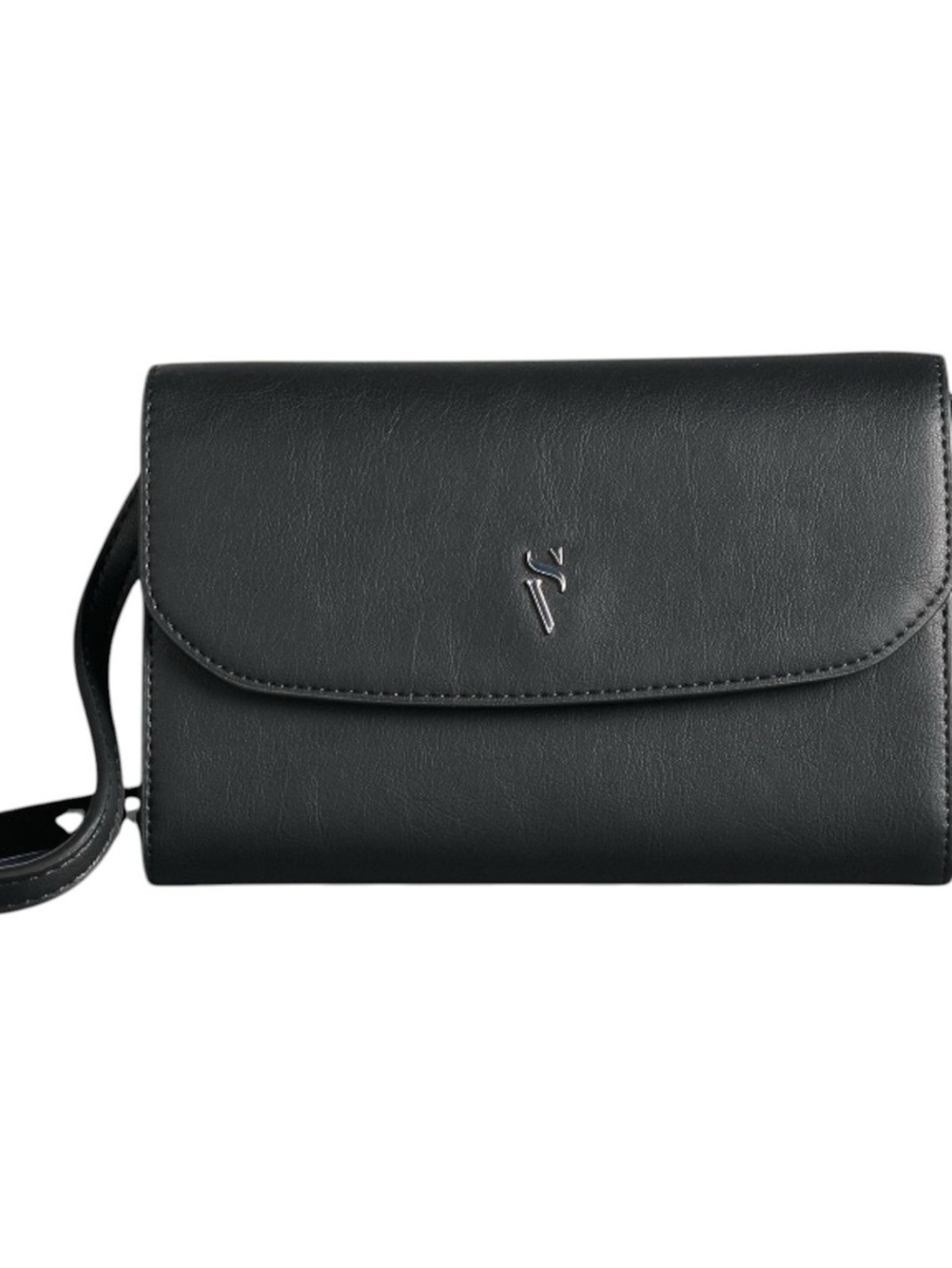 Simply Vera Vera Wang Black Crossbody Mini Bag with Silver Logo